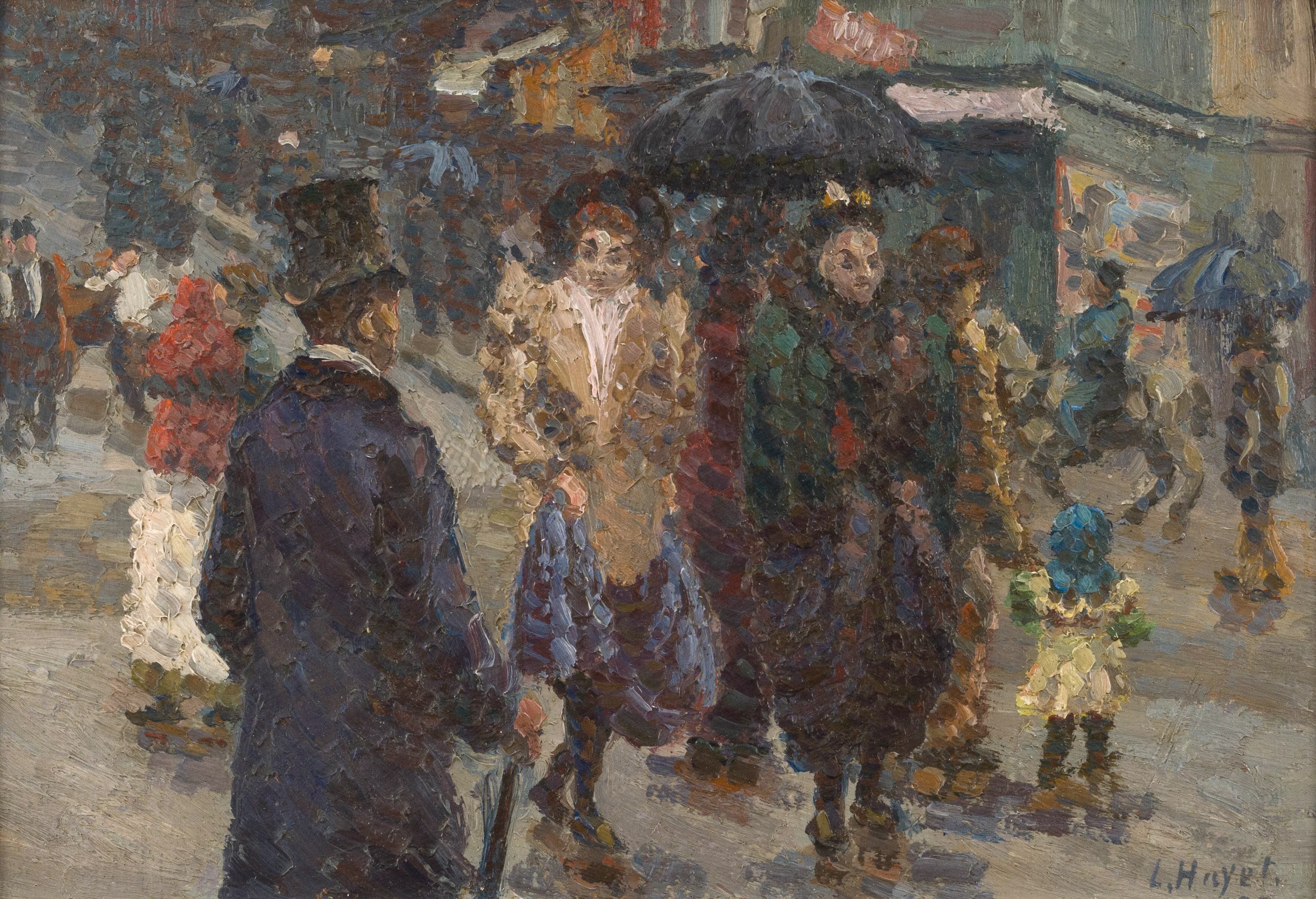 Passants sous la pluie, Paris